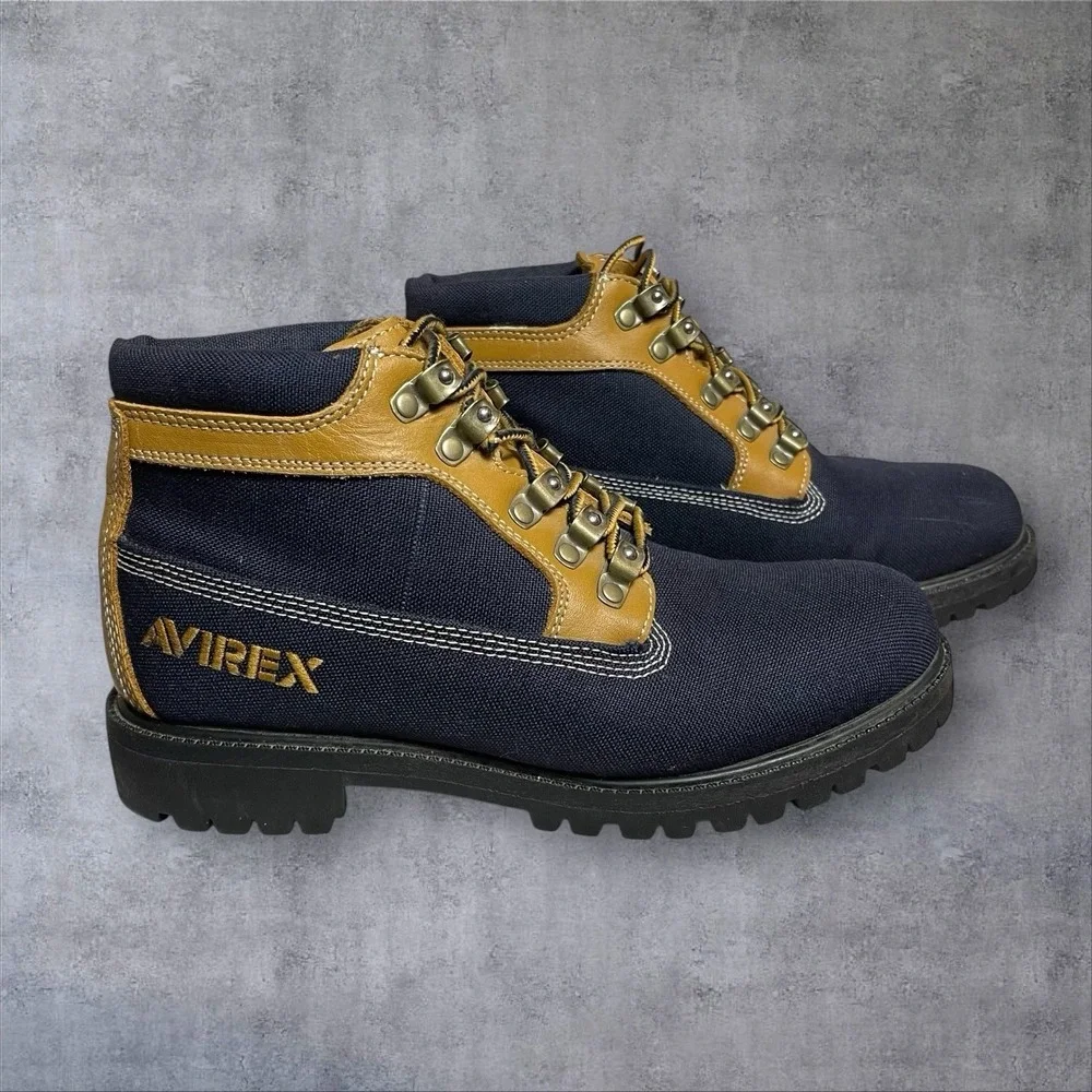 Vintage Avirex Lace Up Chukka Boots Mens 8 Y2K Grunge Hip Hop Leather Canvas